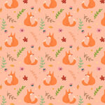 狐狸花卉图案的可爱背景