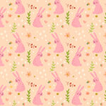 粉色兔子花卉无缝图案