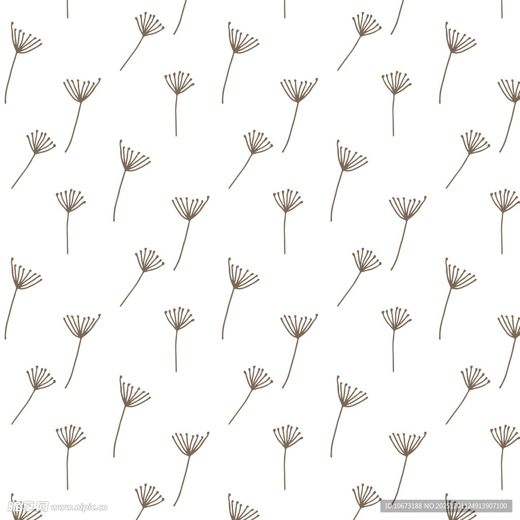 白色蒲公英无缝图案背景