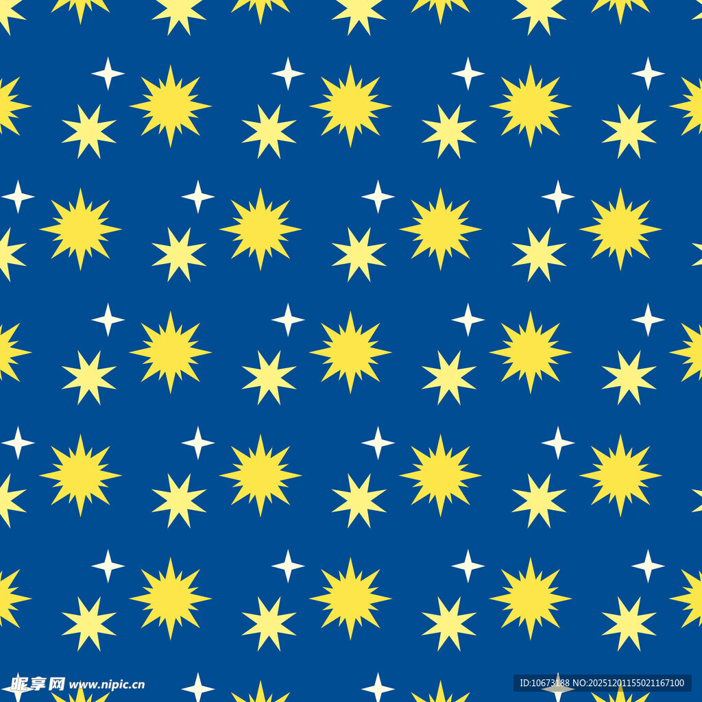 蓝色背景上的黄色星星图案