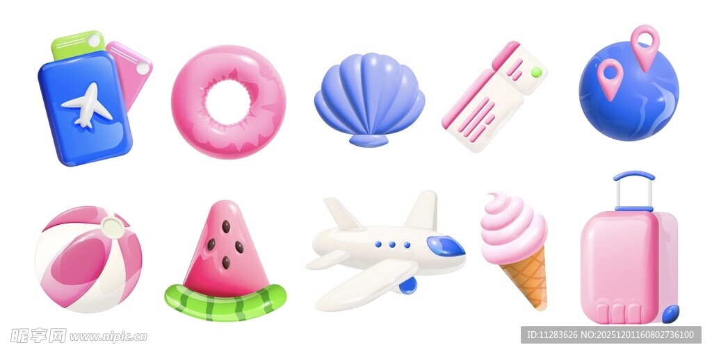 夏日海滩度假物品集合