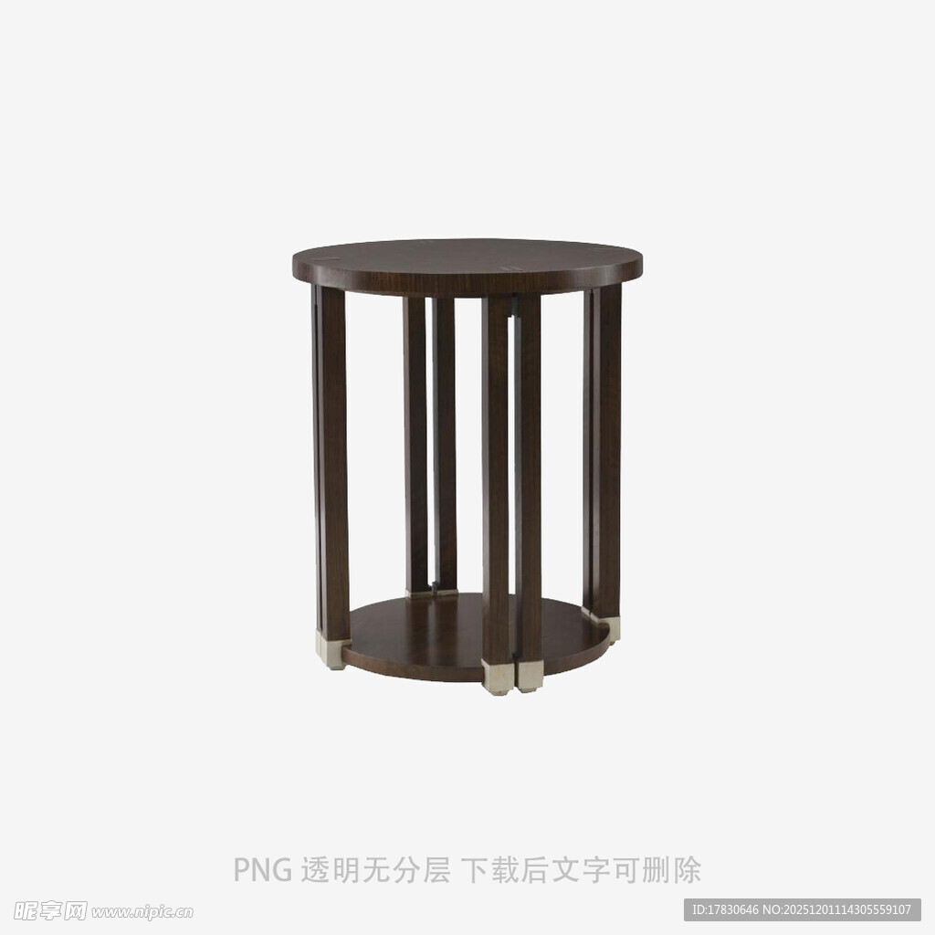 简约棕色圆形边几设计