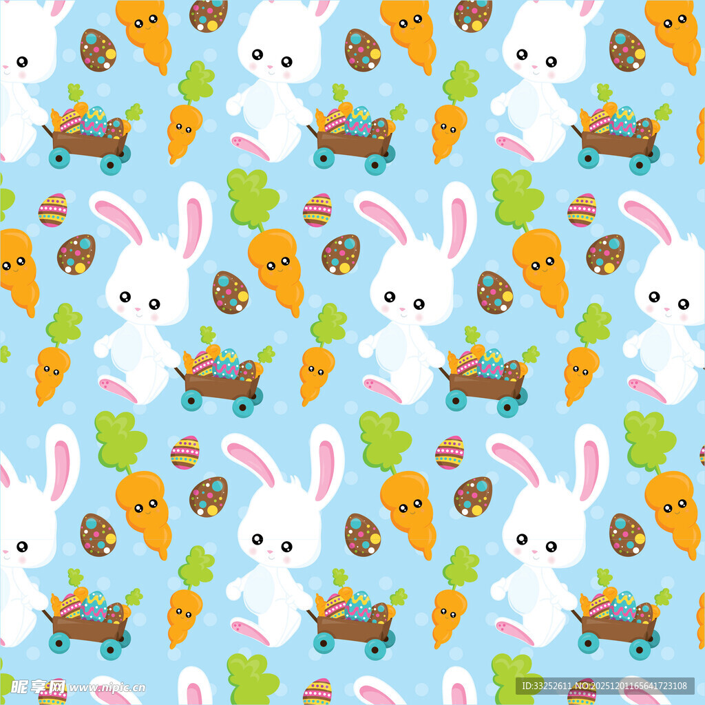 可爱兔子胡萝卜图案背景