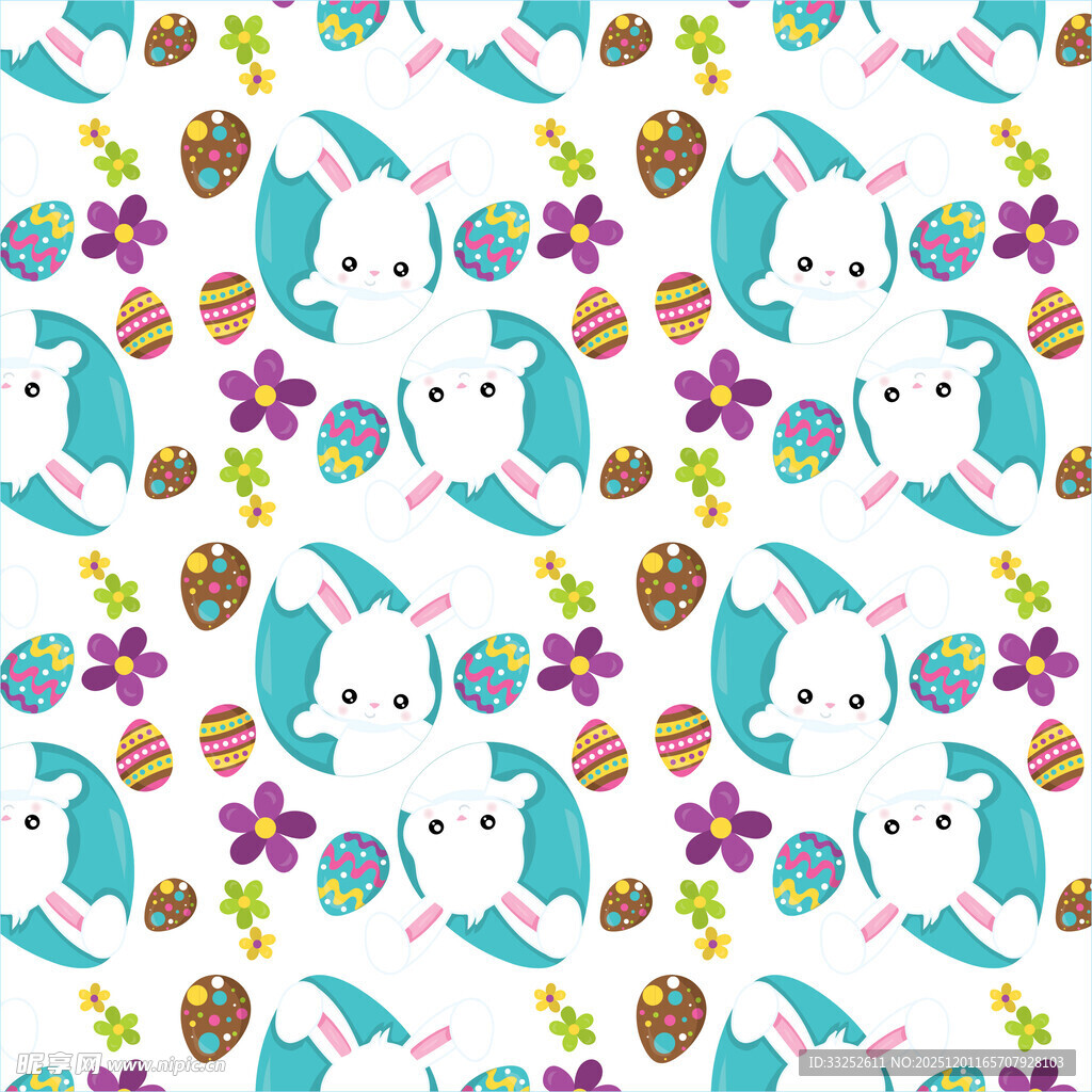 多彩动物花卉无缝图案