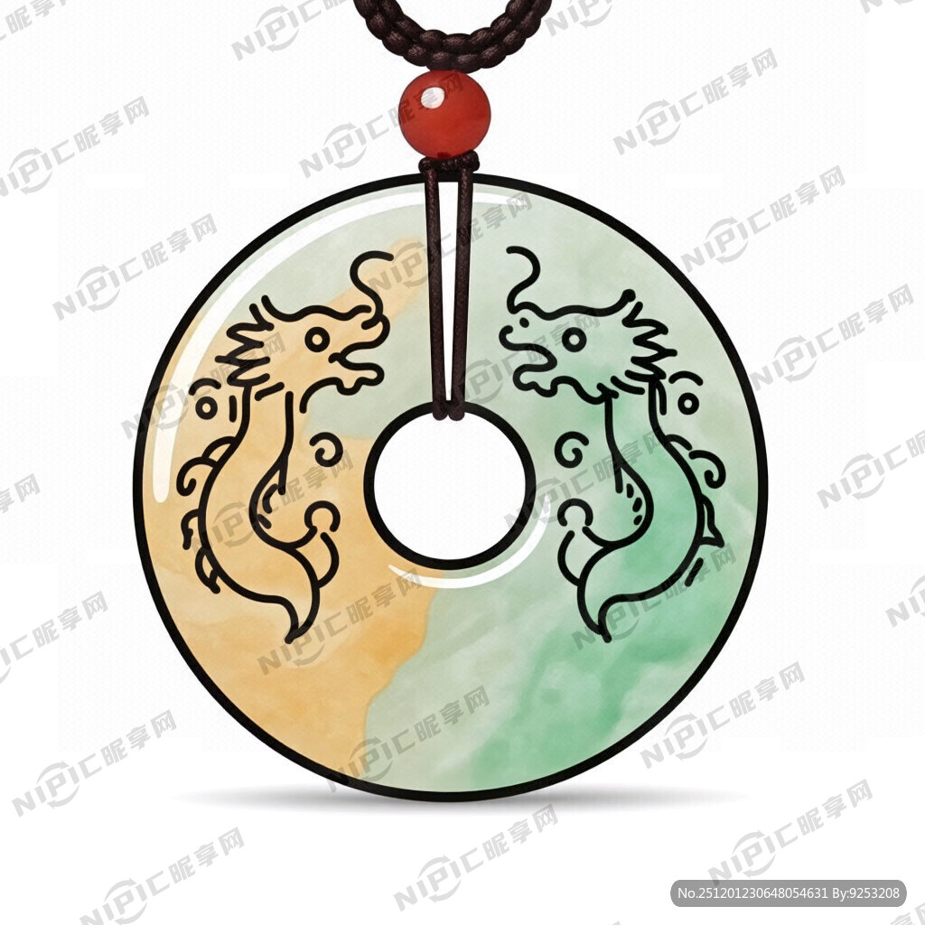 一块玉佩 形状是双龙的抽象图案