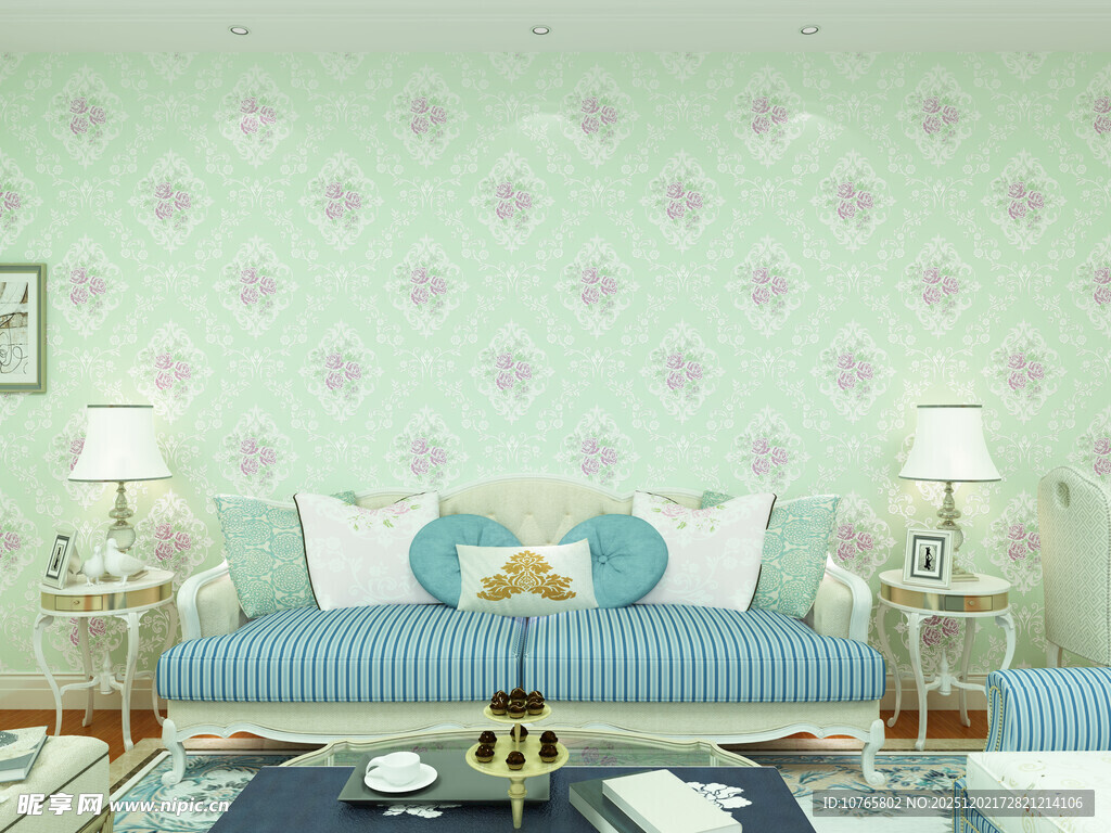 清新客厅沙发温馨家居场景