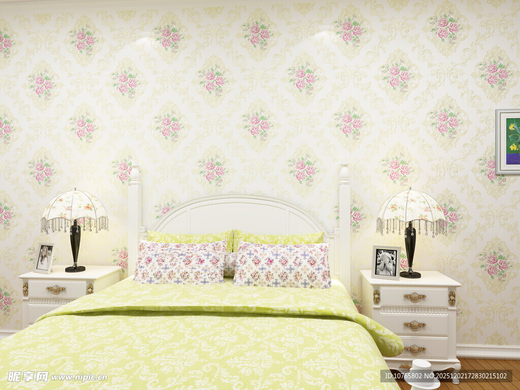 清新花卉风卧室温馨场景