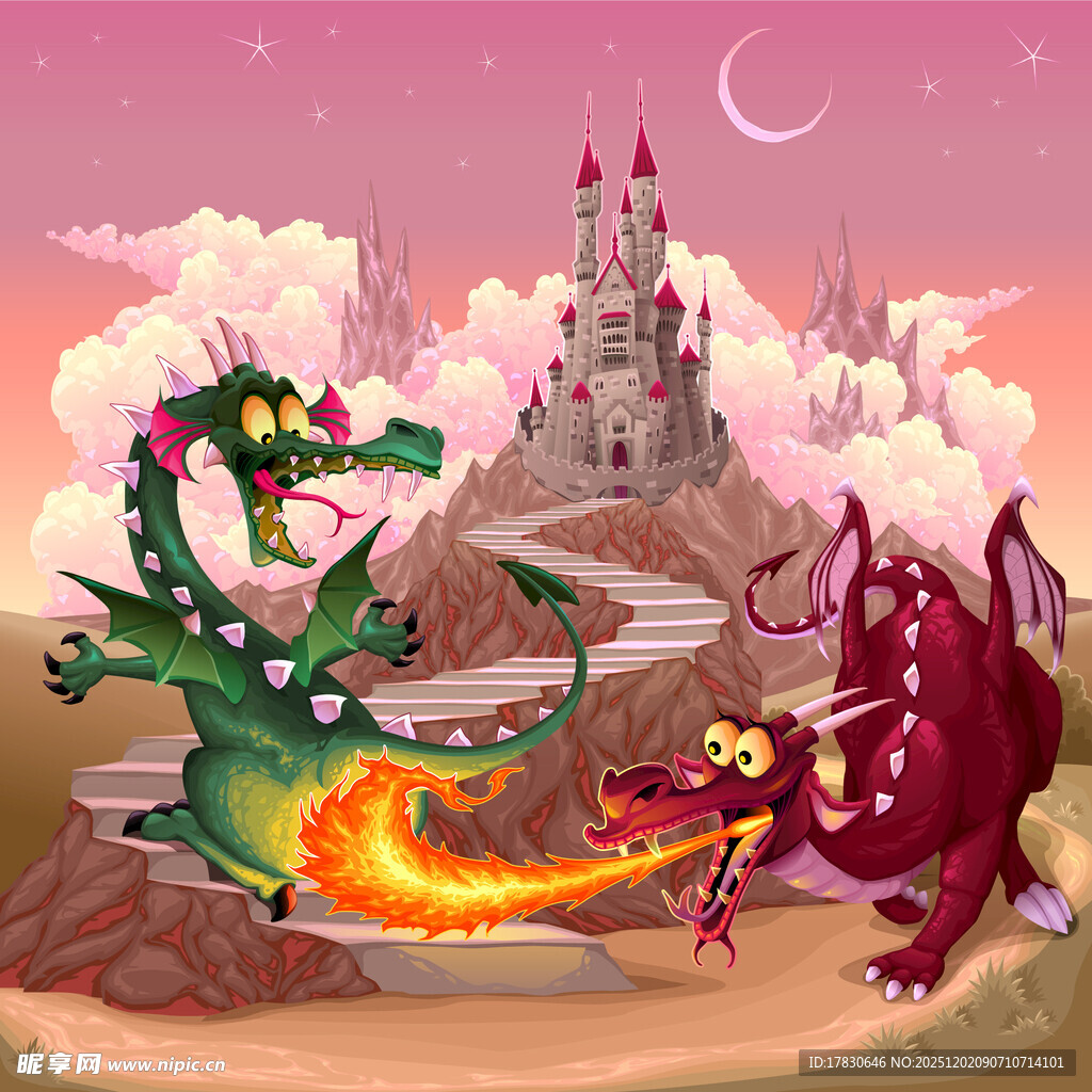 奇幻城堡边的双龙激战