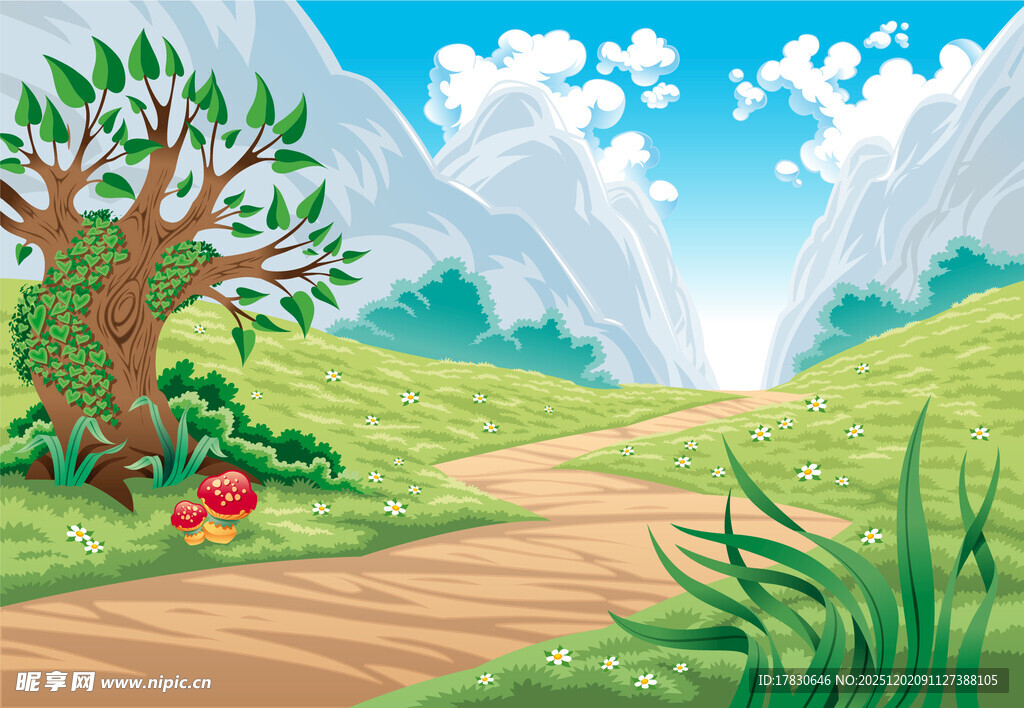 山间小径旁的清新田园风光