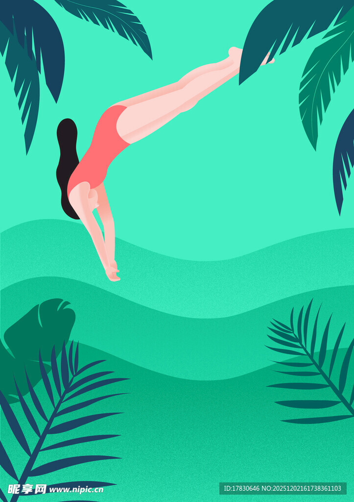 女子水中优雅跳水瞬间