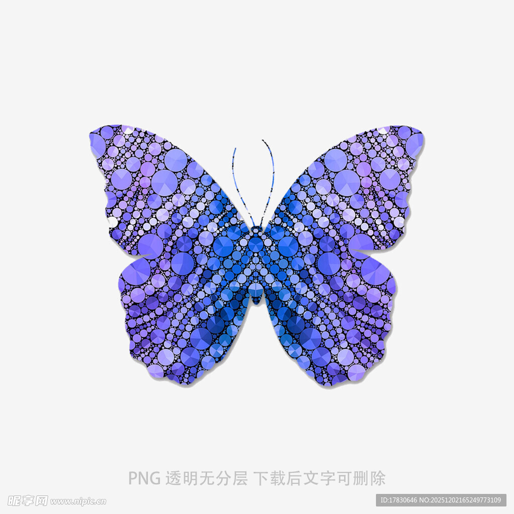 梦幻蓝紫色宝石镶嵌蝴蝶
