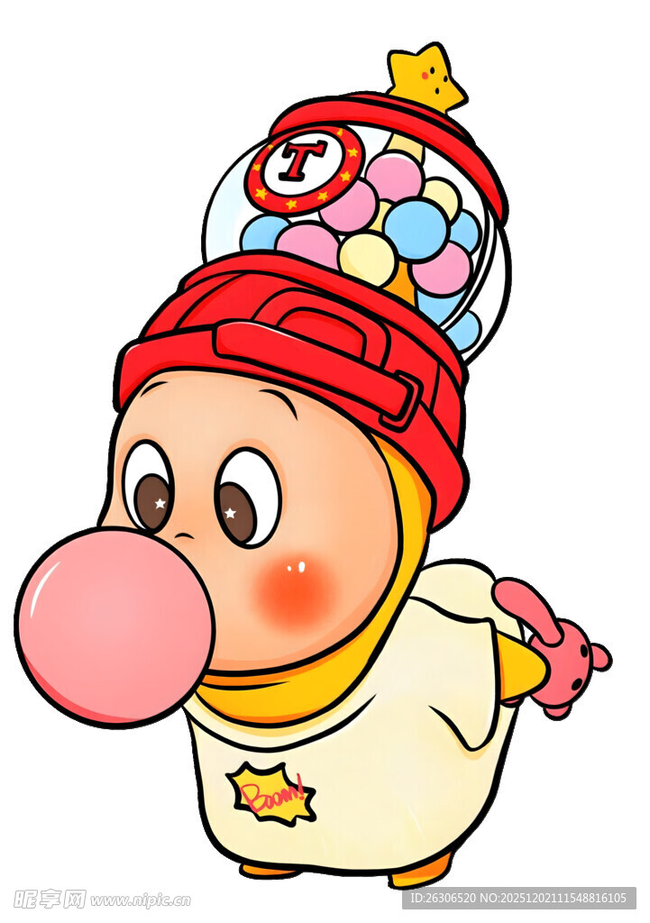 吹泡泡的卡通萌娃星星人