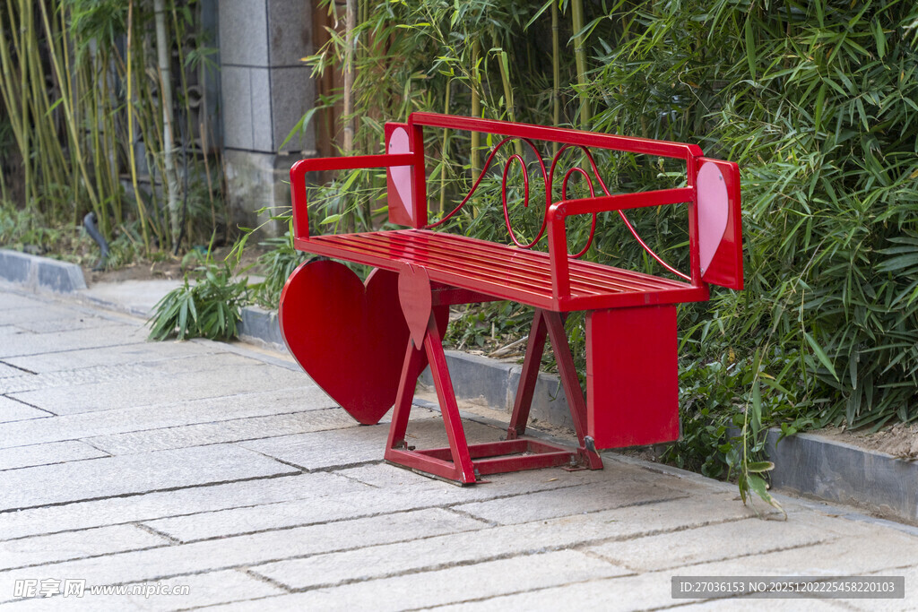 红色创意户外休闲长椅