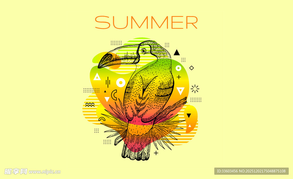 夏日缤纷水果创意插画