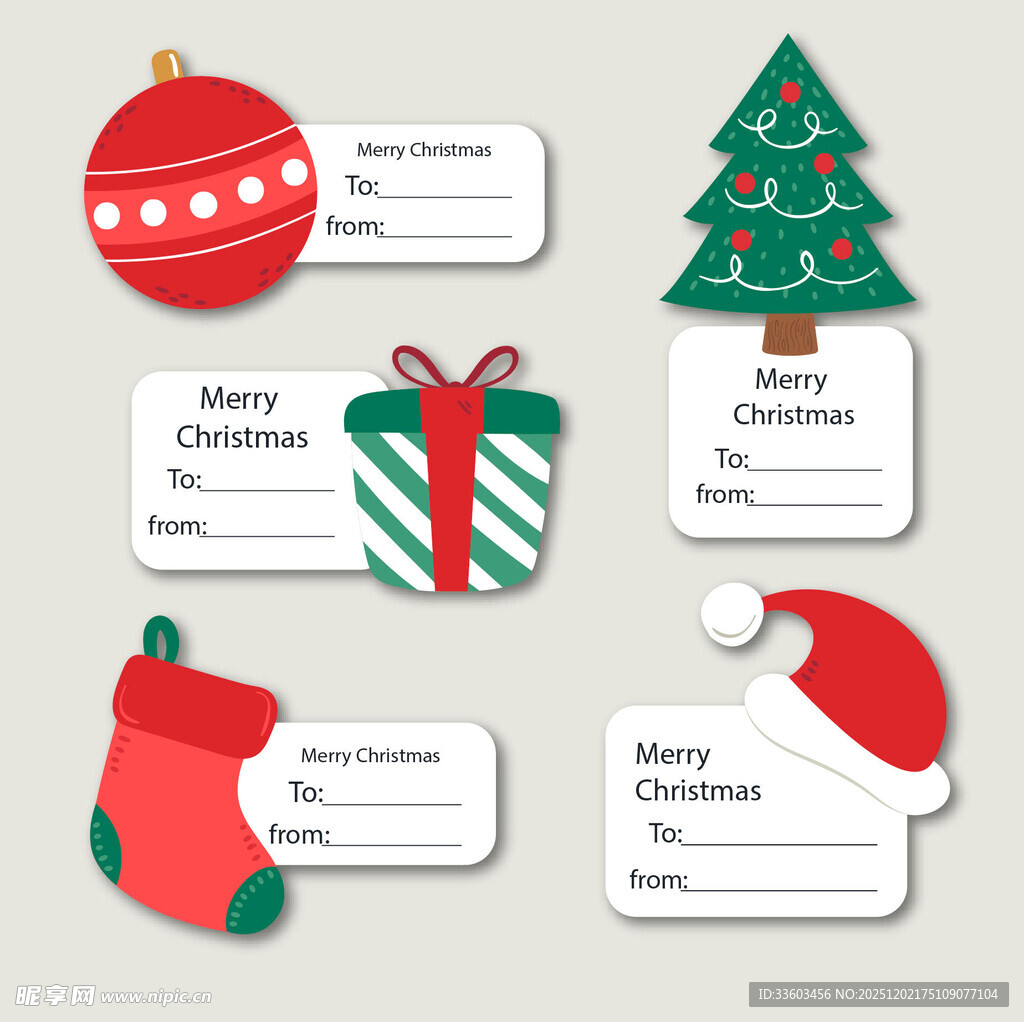 圣诞装饰标签与图标集合