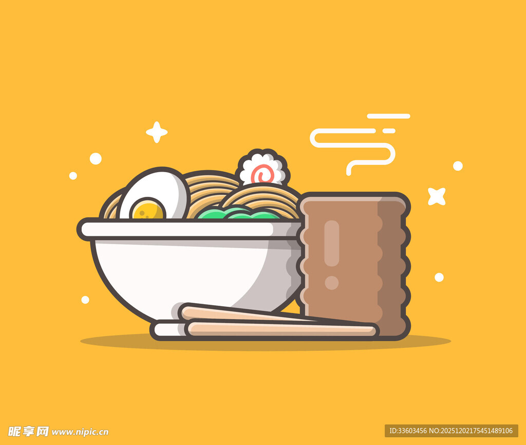 一碗美味拉面插画
