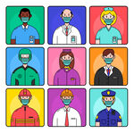 不同职业人物戴口罩形象