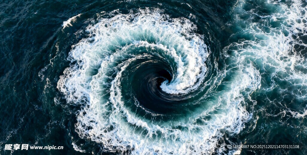 海洋中的壮观漩涡景象