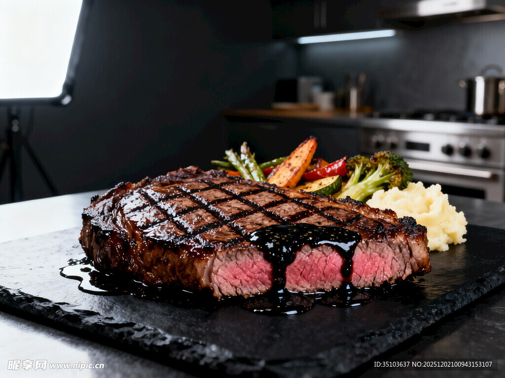 美味多汁的烤牛排