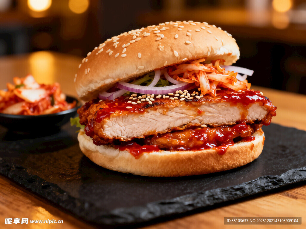 美味鸡肉汉堡诱人呈现