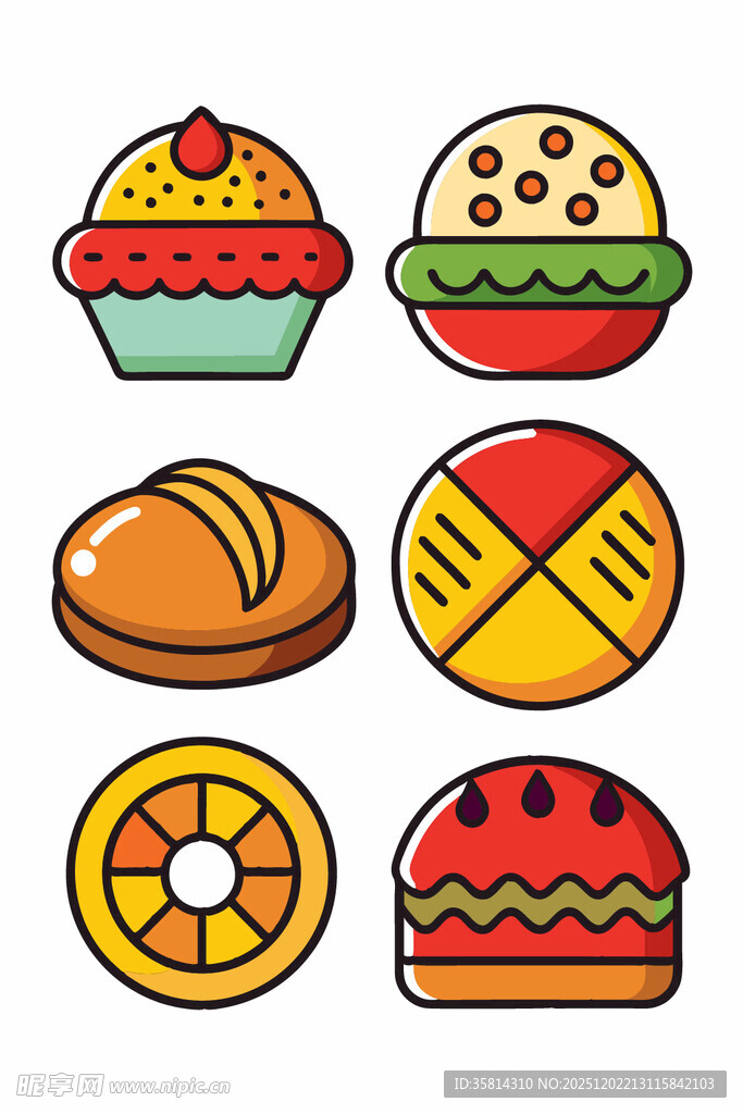 多彩美味糕点图标集合