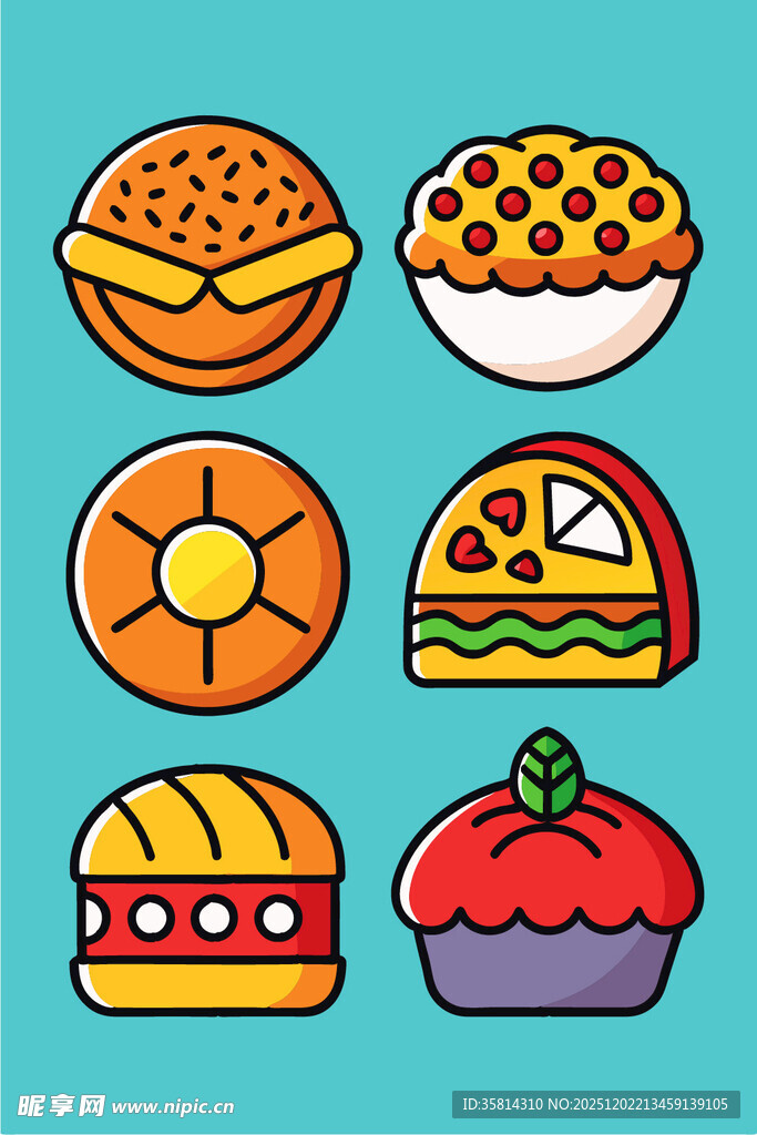 多彩美味卡通烘焙食物