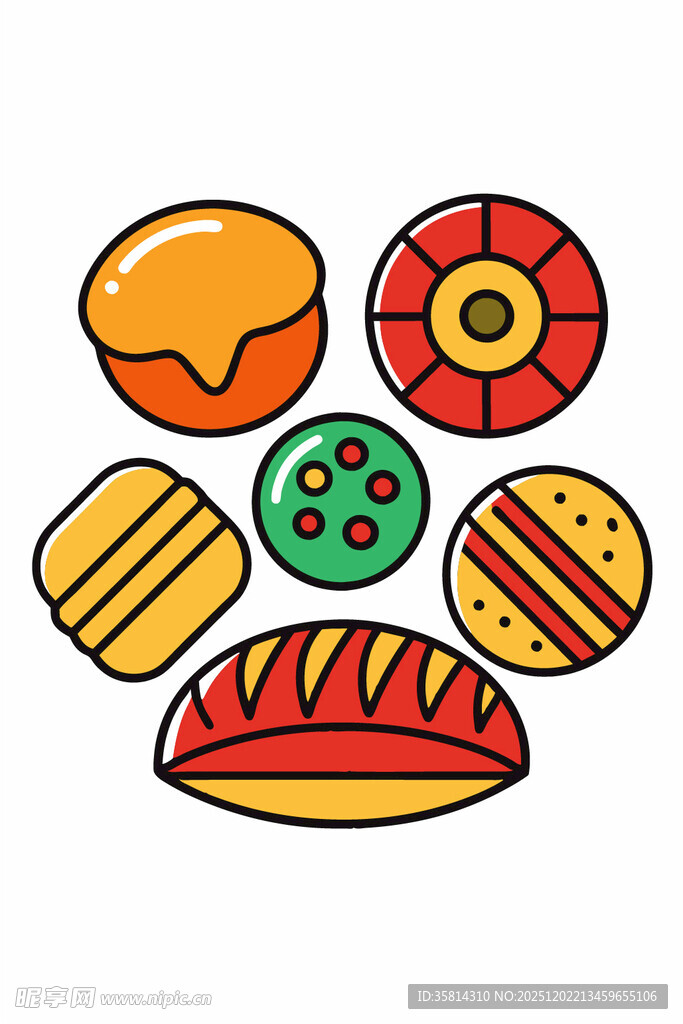 多彩卡通面包插画