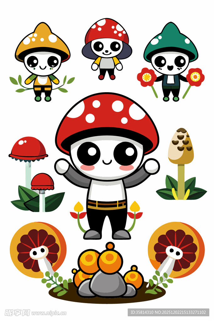 可爱蘑菇卡通形象集合
