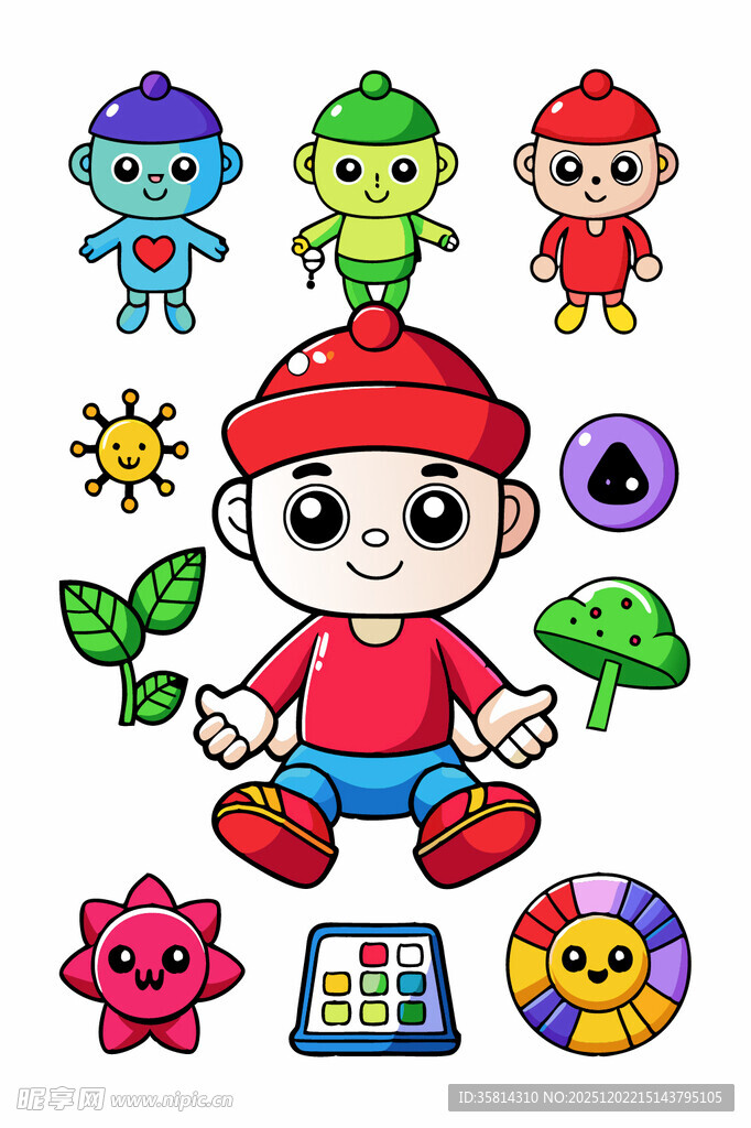 可爱卡通儿童角色与元素