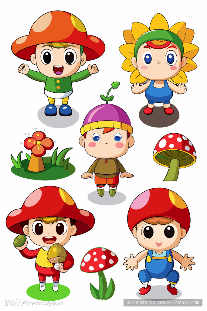 蘑菇小精灵与多彩蘑菇