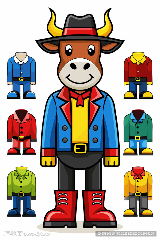 卡通牛展示多样服饰