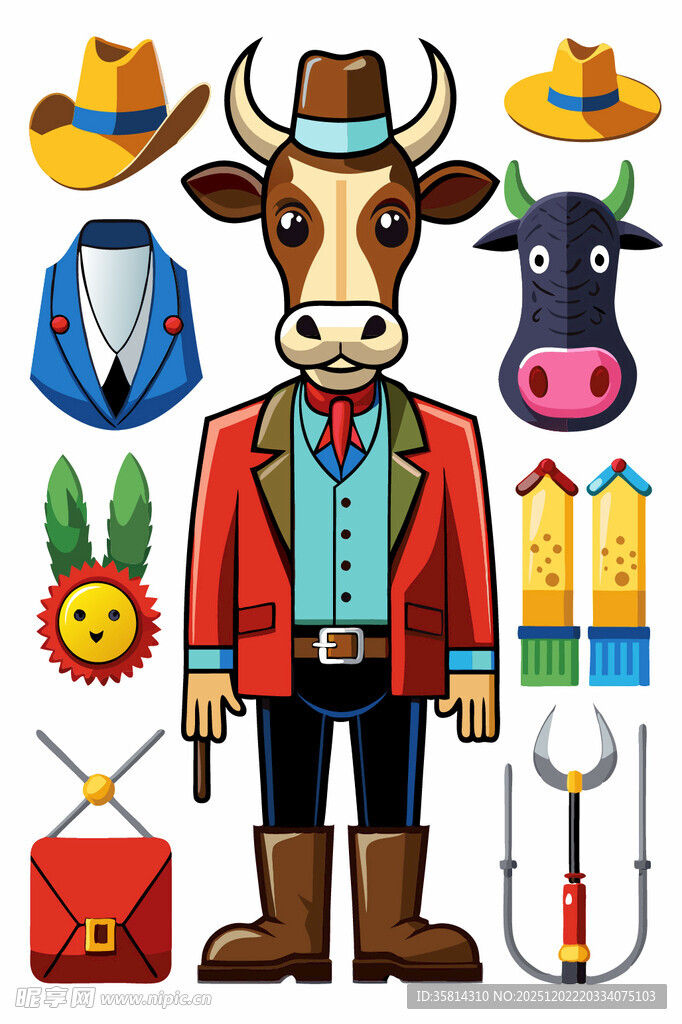 西部牛仔元素图标集合
