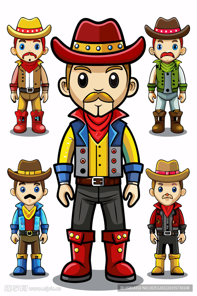 卡通牛仔角色集合
