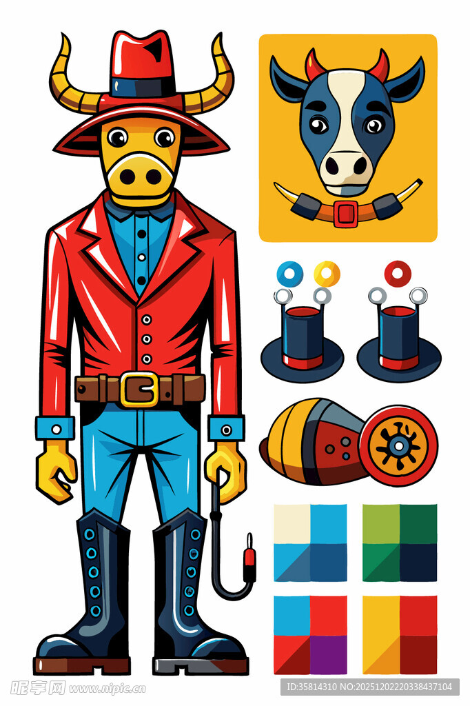牛仔主题元素插画