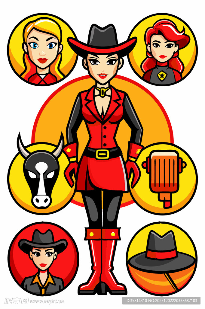 西部女牛仔形象及相关元素