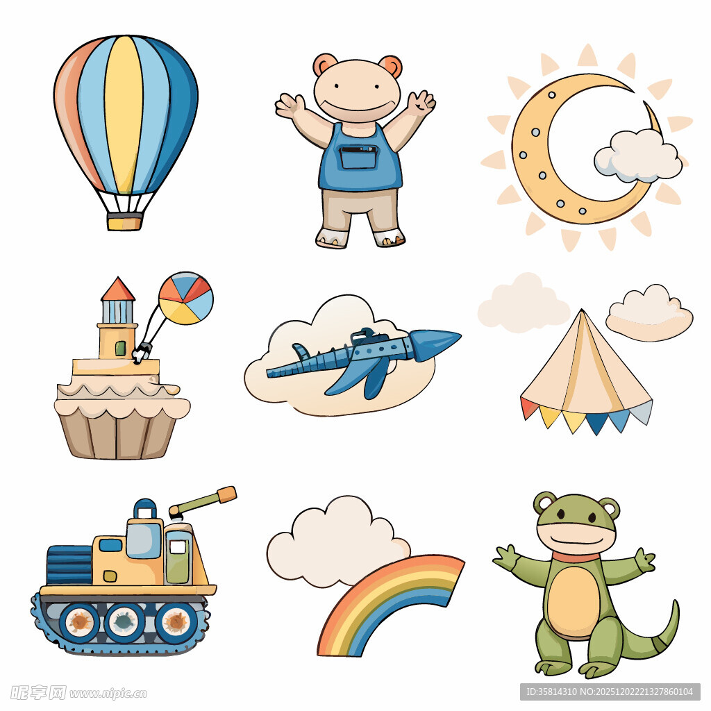 可爱童趣卡通元素集合