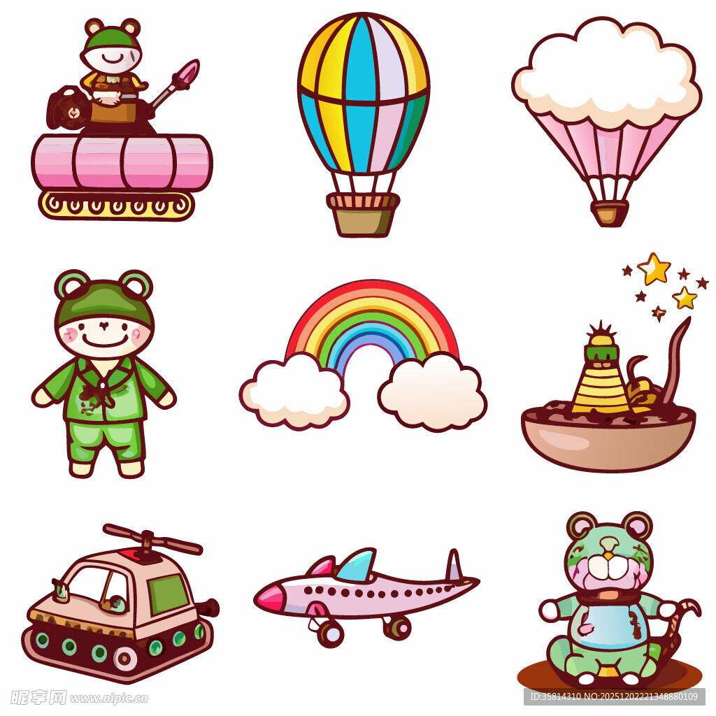 卡通童趣交通工具与角色