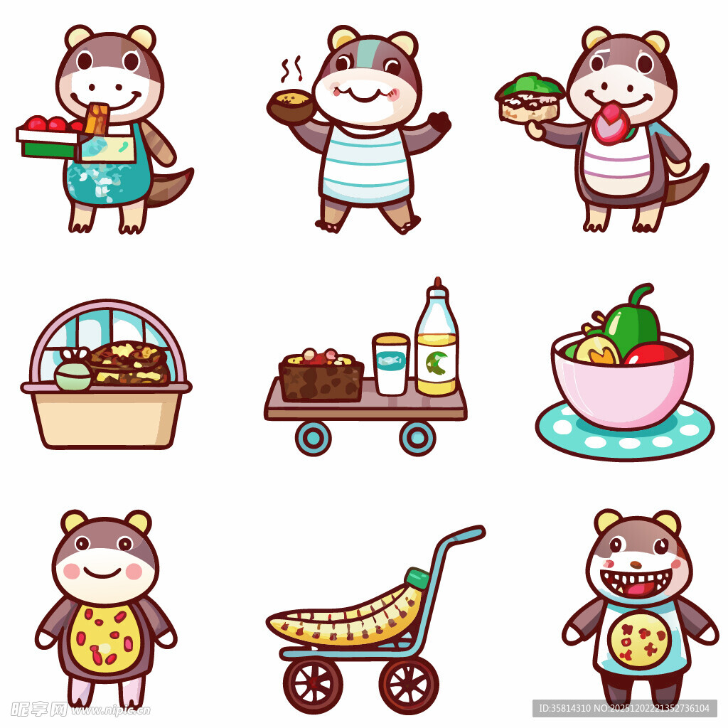 可爱小熊的美食生活场景