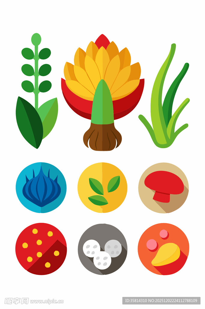 多样植物元素插画