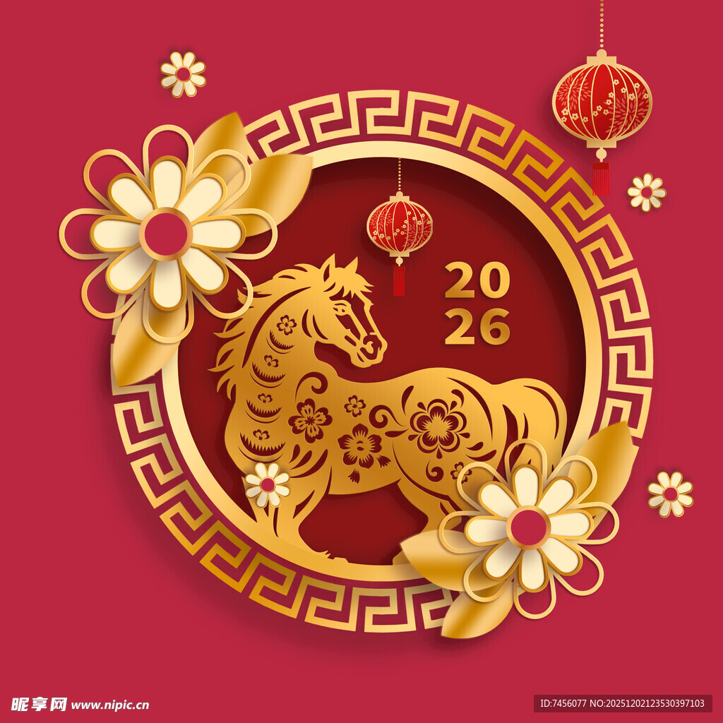 2026马年喜庆装饰图案