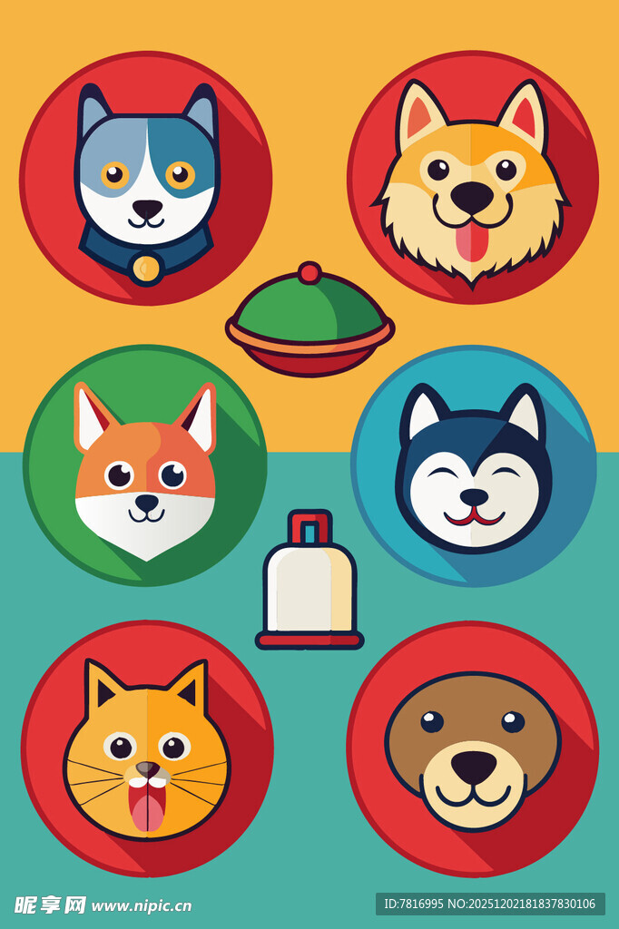 可爱宠物头像与用品集合