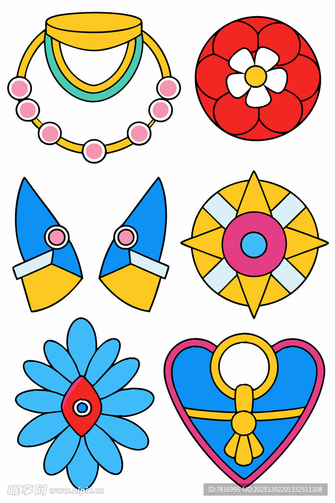 多彩卡通风格珠宝饰品图案