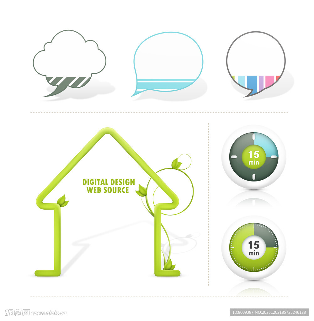 简约家居与科技图标集合