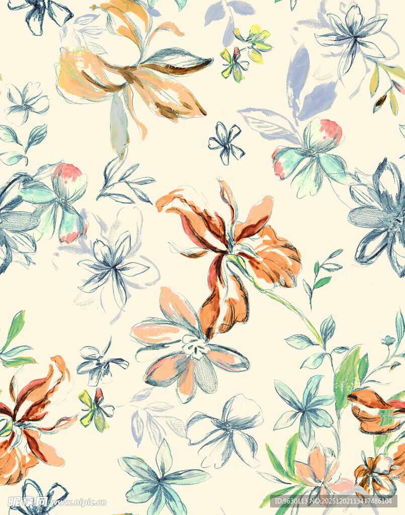 清新花卉图案背景纹理