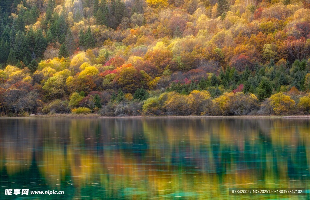 秋日湖畔斑斓美景