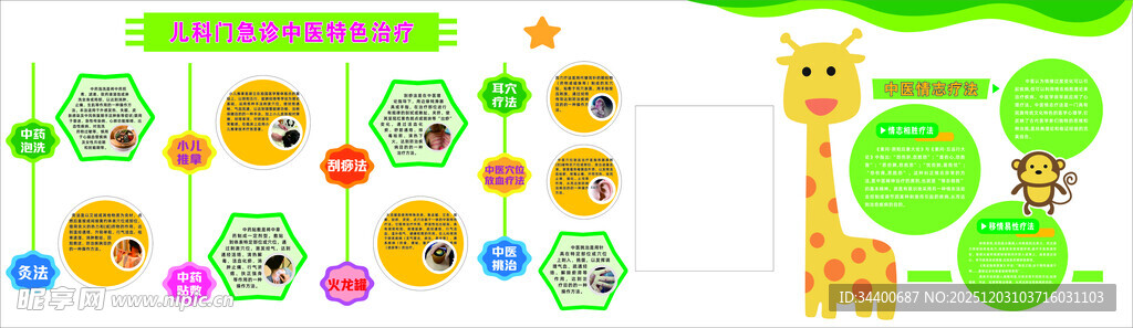 卡通动物中医特色治疗背景墙