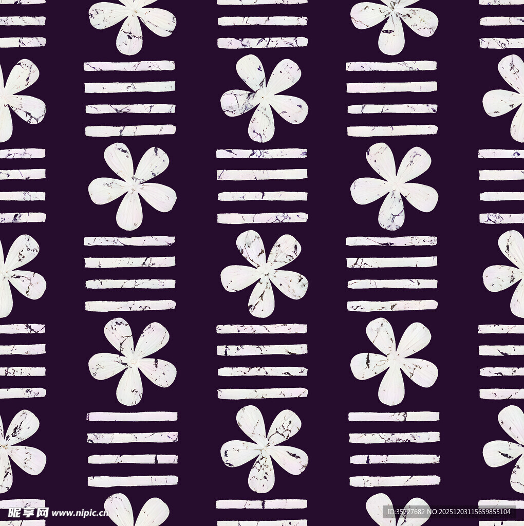 紫色底白花条纹图案