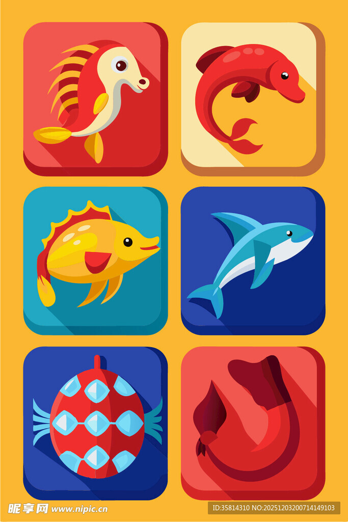 海洋动物图标集合