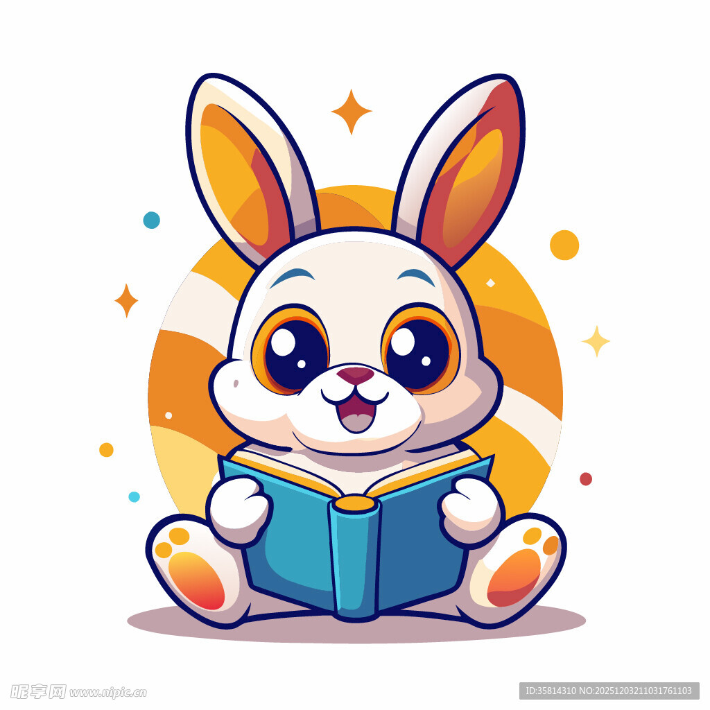 读书的可爱兔子
