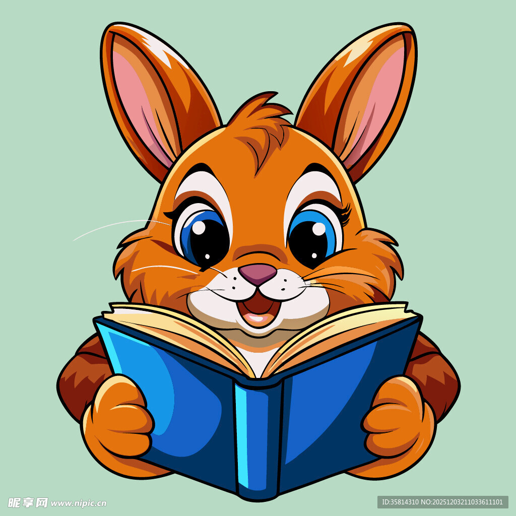 读书的可爱小兔子